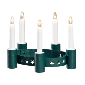 Luciakrone med 5 lys for barn og voksne, grønn