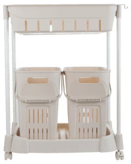 Tralle med 2 skittentøyskurver og 1 kurv, 52,5 x 34 x 70 cm