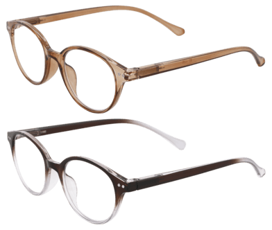 Lesebriller med blålysfilter, brun og lilla, 2-pakning