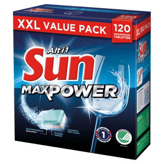 Sun MaxPower Alt-i-1 oppvasktabletter, 120-pakning