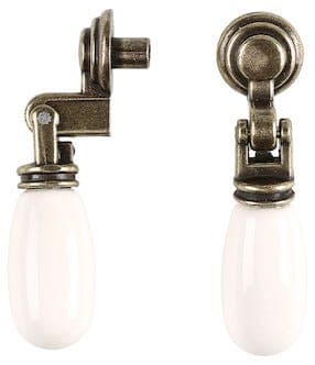 Porselensknott hvitt/antikk gull, 2-pakning