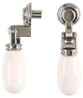 Porselensknott hvitt/matt krom, 2-pakning