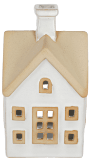 Lyshus i keramikk for telys, hvitt