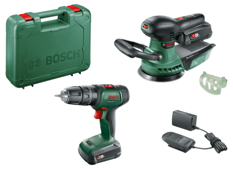 Bosch drill og eksentersliper, sett med batteri