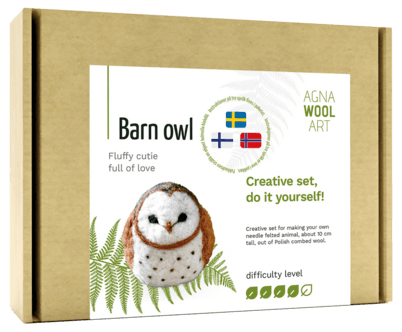Agna Wool Art Kit filt en ugle i ull, 10 cm