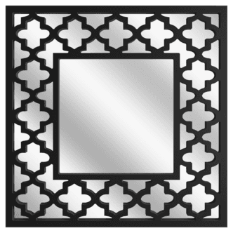 Veggspeil med ornamenter på 50 x 50 cm, svart