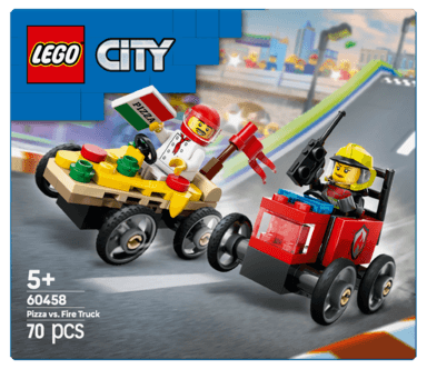 LEGO City racinglekesett med pizzabil mot brannbil 60458, fra 5 år