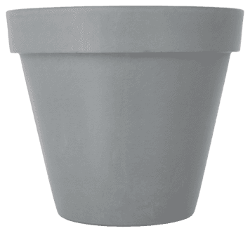 Potte i komposittmaterial til bruk ute og inne, grå