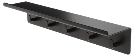 Liten vegghylle svart metall, med kroker