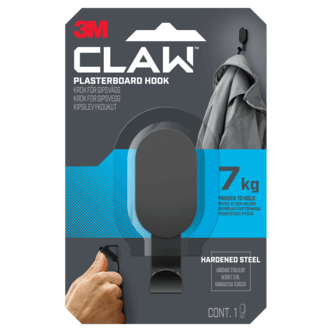 3M Claw krok for gipsvegg svart, 7 kg, 1-pakning