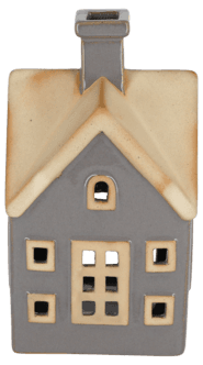 Lyshus i keramikk for telys, grått