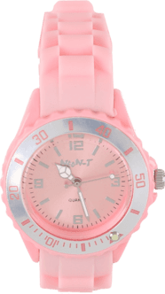 Analog klokke for barn, rosa rem