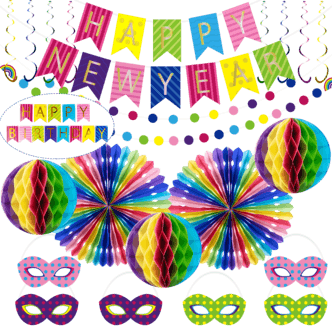 Dekorasjon med regnbuetema til barneselskaper og temafester