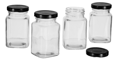 Liten glasskrukke med skrulokk 290 ml, 4-pakning