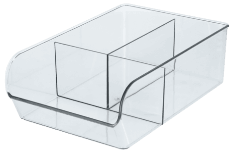 Kjøleskapsoppbevaring med avdelere, plast, 17,8 x 28 x 9 cm