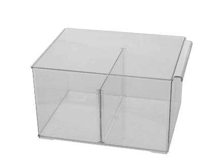 Kjøleskapsoppbevaring med skillevegg, klar