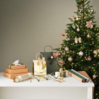 Gavepose med håndtak, gull, 3-pakning