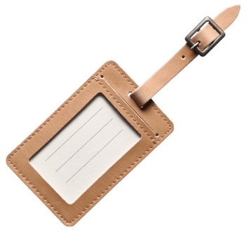 Bagasjelapp lærimitasjon, 10 x 6,5 cm