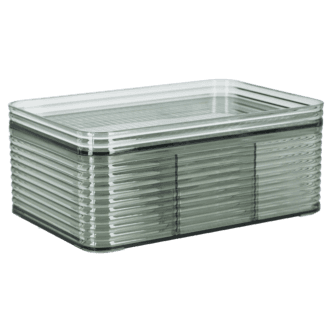 Stabelbar oppbevaringsboks med lokk og rom, transparent grønn