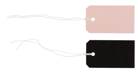 Hengeetiketter rosa/svart