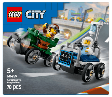 LEGO City racerbilpakke, flybil mot sykesengbil 60459, fra 5 år