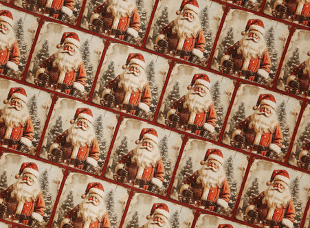 Gammeldags julepapir med nisser, 70 cm x 4 m