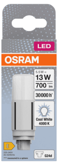 Kompaktlysrør LED G24d 5,5 W kaldhvit, Osram
