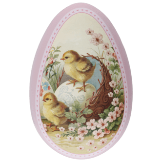 Påskeegg metall, med påskemotiv, 14,5 cm