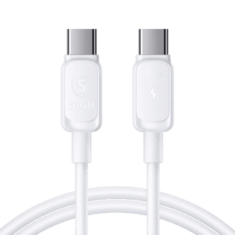 SiGN USB-C- til USB-C-kabel 100W, hvit