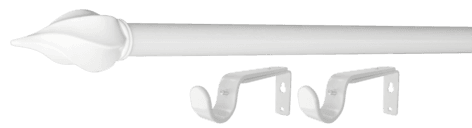 Gardinstang med endeknotter og veggfester, 120–210 cm