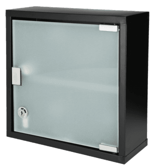 Låsbart medisinskap med 2 nøkler, mattsvart