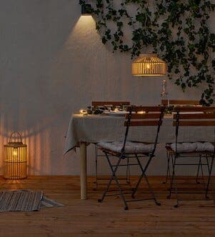 Northlight utendørs hengende taklampe solcelle bambus