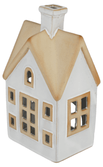 Lyshus i keramikk for telys, hvitt