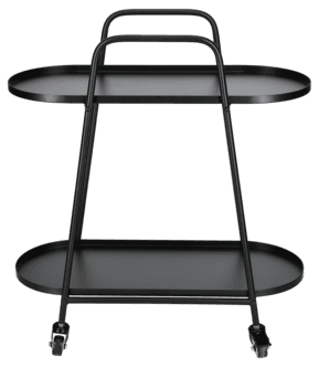 Trillevogn med 2 hyller, svart stål