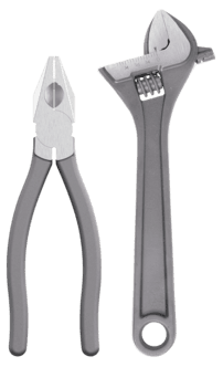 Kombinasjonstang og skiftenøkkel