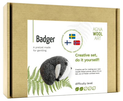Agna Wool Art Kit ullfilting, grevling, 10 cm