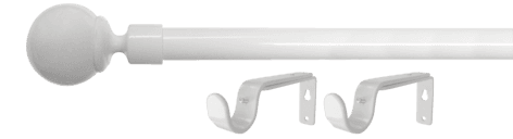 Gardinstang med endeknotter og veggfester, 120–210 cm