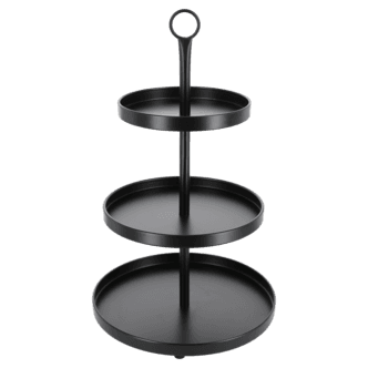 Dekorasjonsfat 3 etasjer metall svart 48 cm