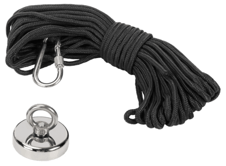 Magnetfiskesett, 15 m tau, karabinkrok, magnet 120 kg