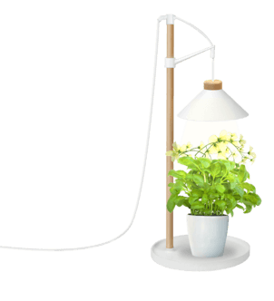 Vekstlys med justerbar lampeskjerm til potte, i tre