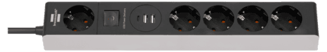 Brennenstuhl 5-veis grenuttak med USB-A og USB-C, 1,5 m