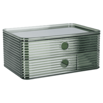 Stabelbar oppbevaringsboks med 2 skuffer, transparent grønn