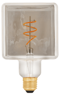 Smokey dimbar kubisk dekorpære E27, ekstra varmhvit