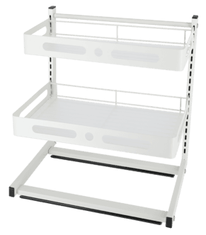Uttrekkbar skaphylle, oppbevaring i 2 nivåer, hvit