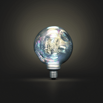 LED dekorpære E27 2 W dimbar sølv metallic, 125 mm