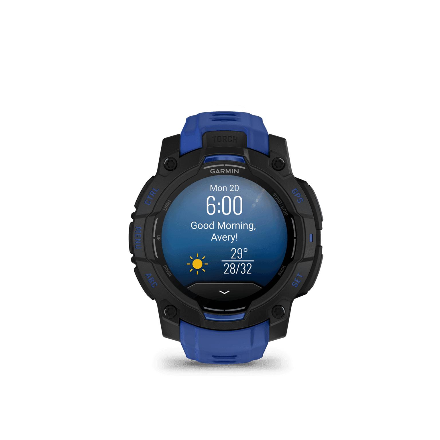 Garmin Instinct 3 LTD, 45mm, AMOLED, Black w/ Blue Strap, multisportklokke, smartklokke
