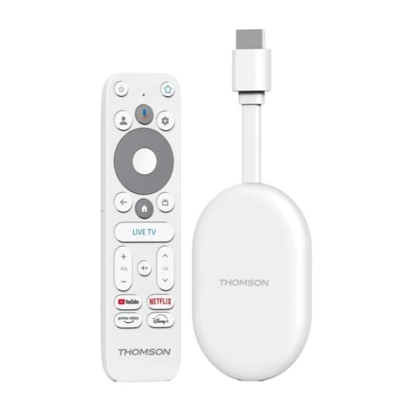 Thomson 152 Go Cast strømmedongle, 4K Google TV, hvit (Returnert innen 60 dager - Produktet er i orden)