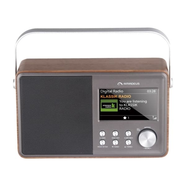 Amadeus Cornetto L bærbar DAB+-radio, valnøtt (Returnert innen 60 dager - Produktet er i orden)