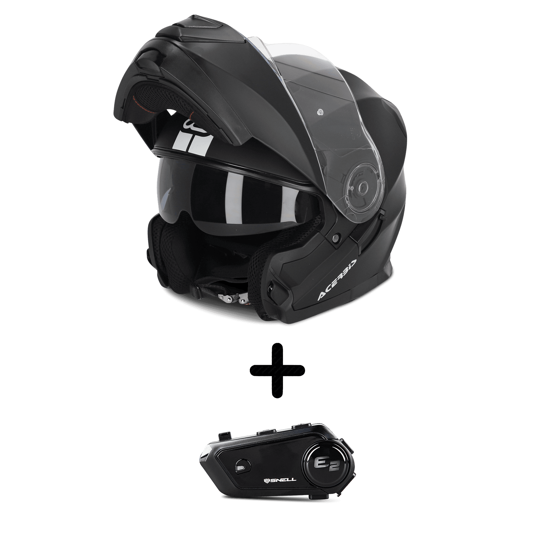 Åpningshjelm Acerbis Serel Mattsvart og Intercom Snell E-2