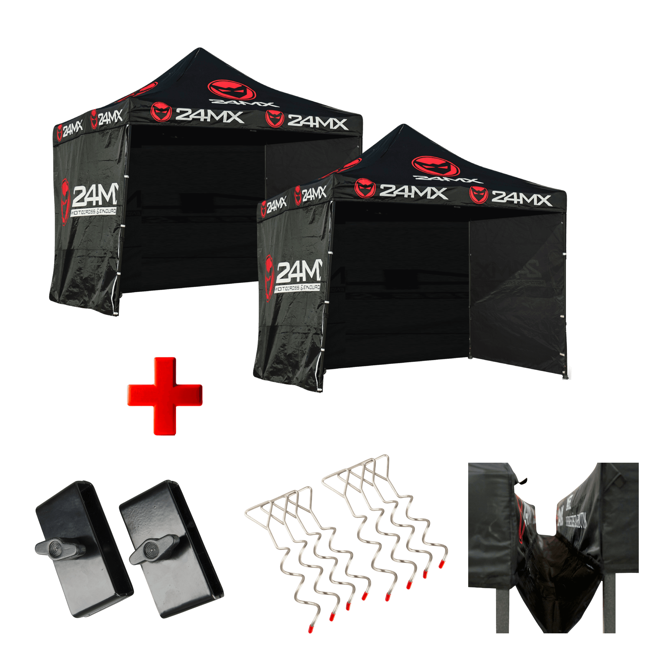 Racetelt Pakketilbud 2 x 24MX Easy-Up Med Vegger Svart